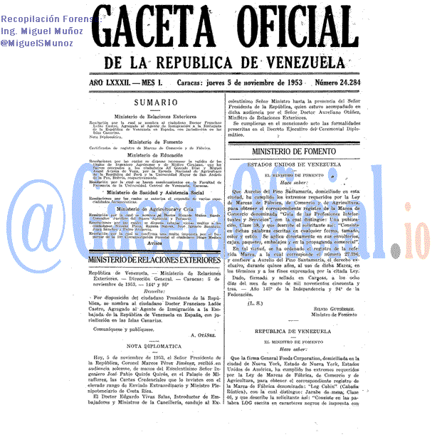 Gaceta Oficial 24284 del 5 Noviembre 1953