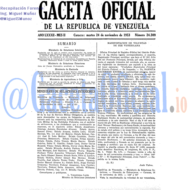 Gaceta Oficial 24300 del 24 Noviembre 1953