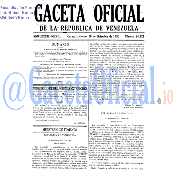 Gaceta Oficial 24321 del 18 Diciembre 1953