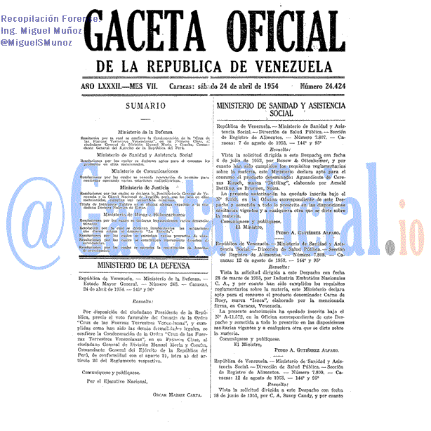 Gaceta Oficial 24424 del 24 Abril 1954