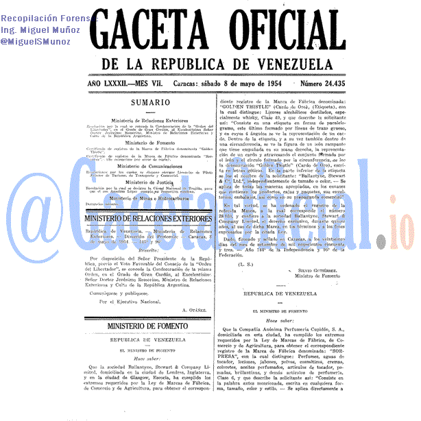 Gaceta Oficial 24435 del 8 Mayo 1954