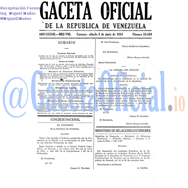 Gaceta Oficial 24459 del 5 Junio 1954
