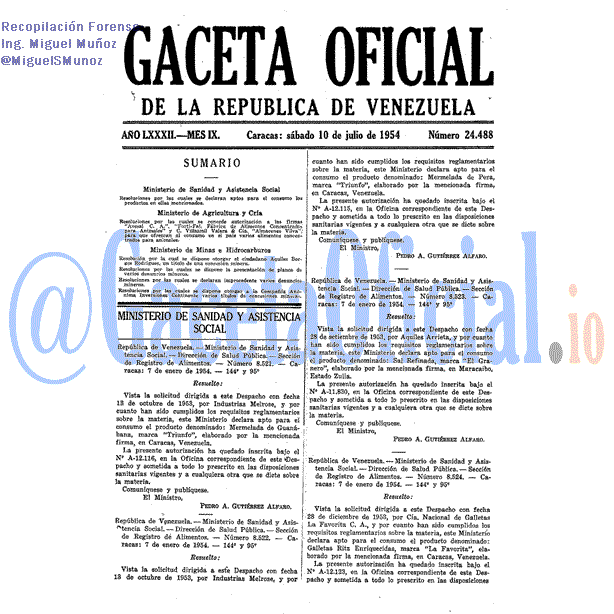 Gaceta Oficial 24488 del 10 Julio 1954