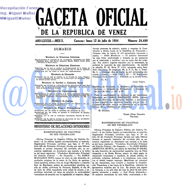 Gaceta Oficial 24489 del 12 Julio 1954