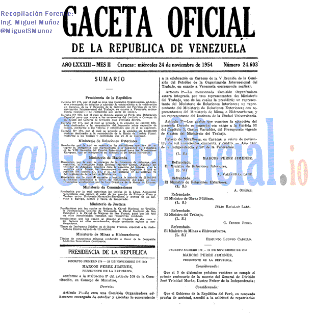 Gaceta Oficial 24603 del 24 Noviembre 1954