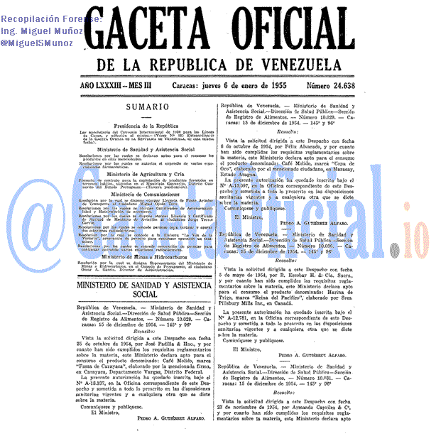Gaceta Oficial 24638 del 6 Enero 1955