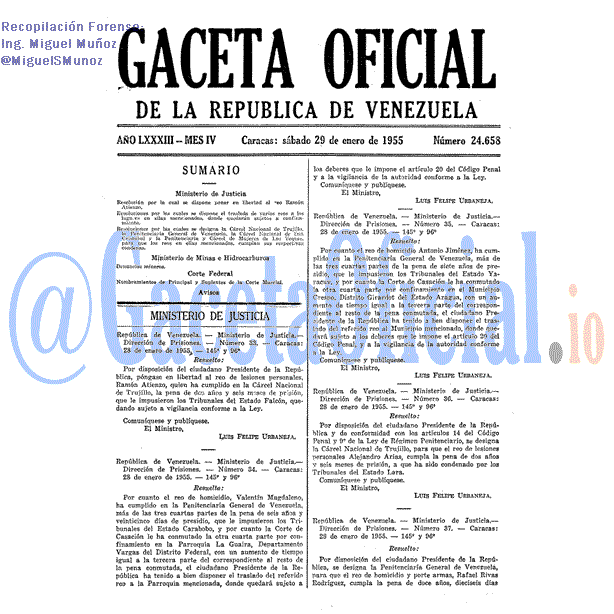 Gaceta Oficial 24658 del 29 Enero 1955