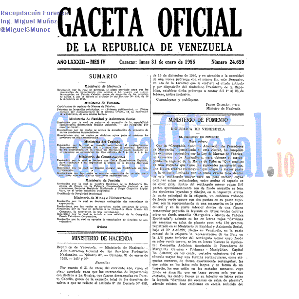 Gaceta Oficial 24659 del 31 Enero 1955