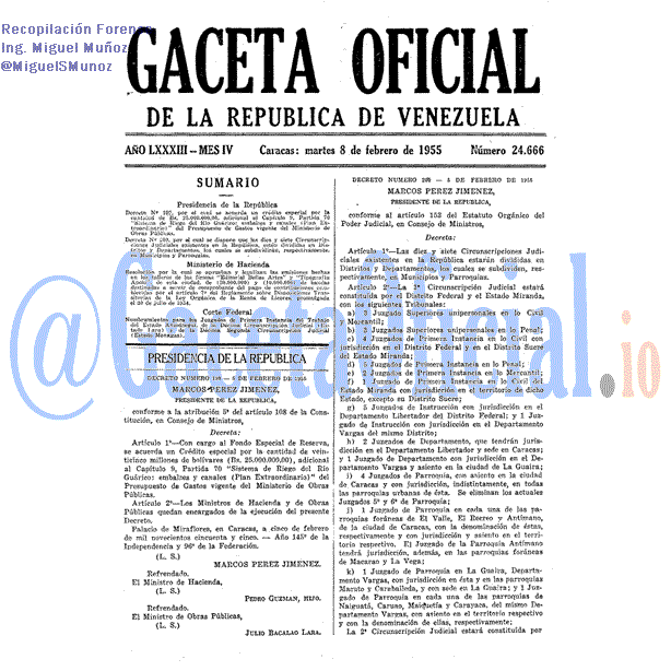 Gaceta Oficial 24666 del 8 Febrero 1955