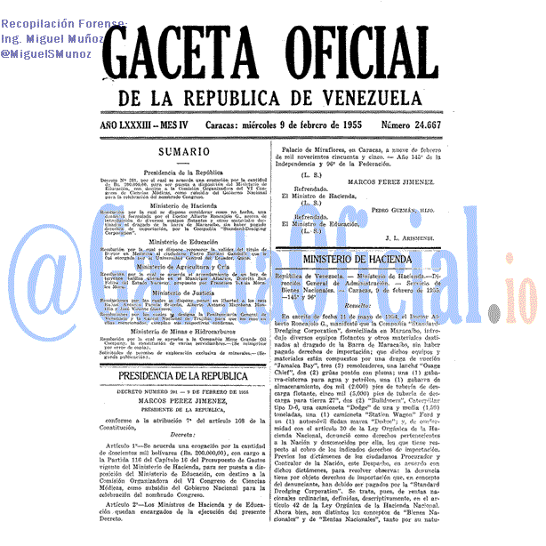 Gaceta Oficial 24667 del 9 Febrero 1955