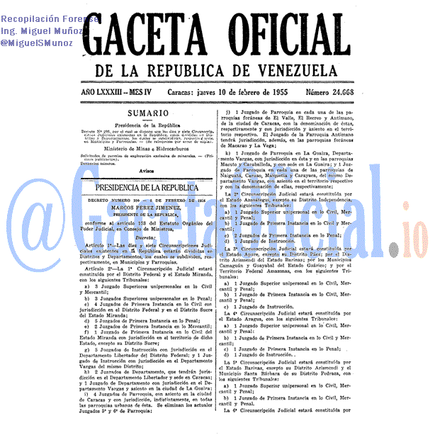 Gaceta Oficial 24668 del 10 Febrero 1955
