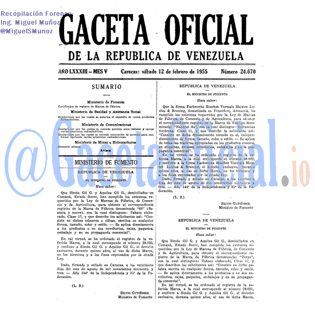 Gaceta Oficial 24670 del 12 Febrero 1955