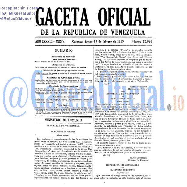 Gaceta Oficial 24674 del 17 Febrero 1955