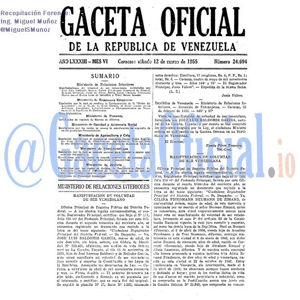 Gaceta Oficial 24694 del 12 Marzo 1955