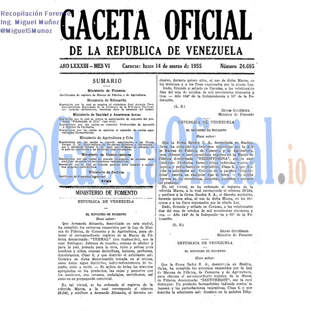 Gaceta Oficial 24695 del 14 Marzo 1955