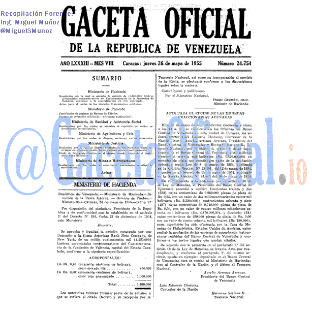 Gaceta Oficial 24754 del 26 Mayo 1955
