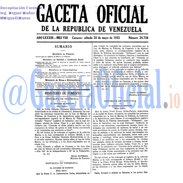 Gaceta Oficial 24756 del 28 Mayo 1955