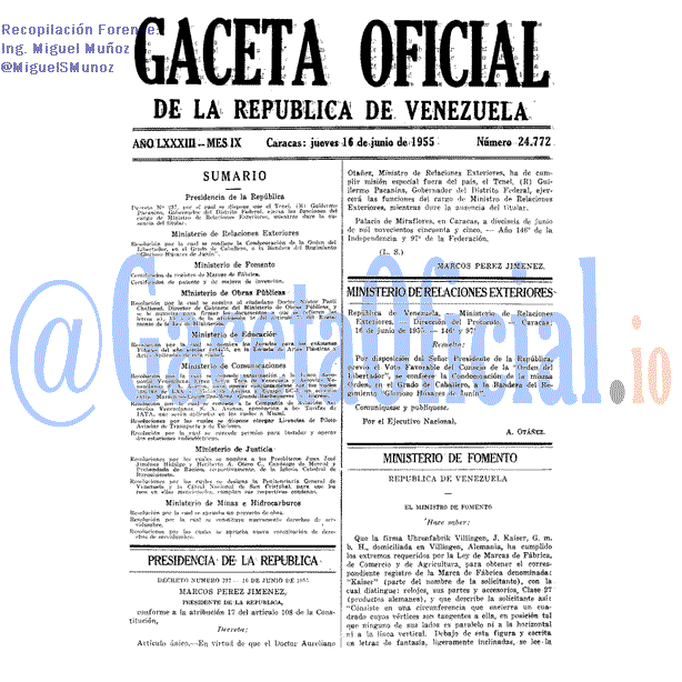 Gaceta Oficial 24772 del 16 Junio 1955