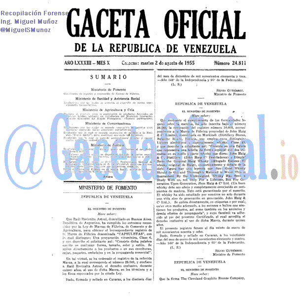 Gaceta Oficial 24811 del 2 Agosto 1955