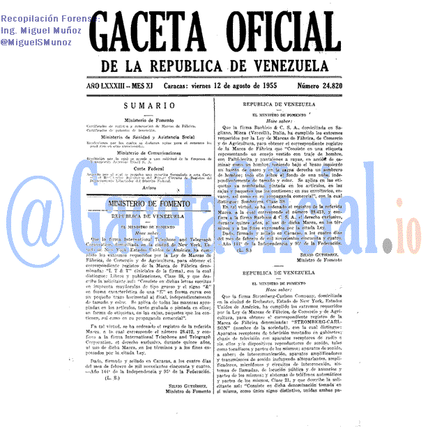 Gaceta Oficial 24820 del 12 Agosto 1955