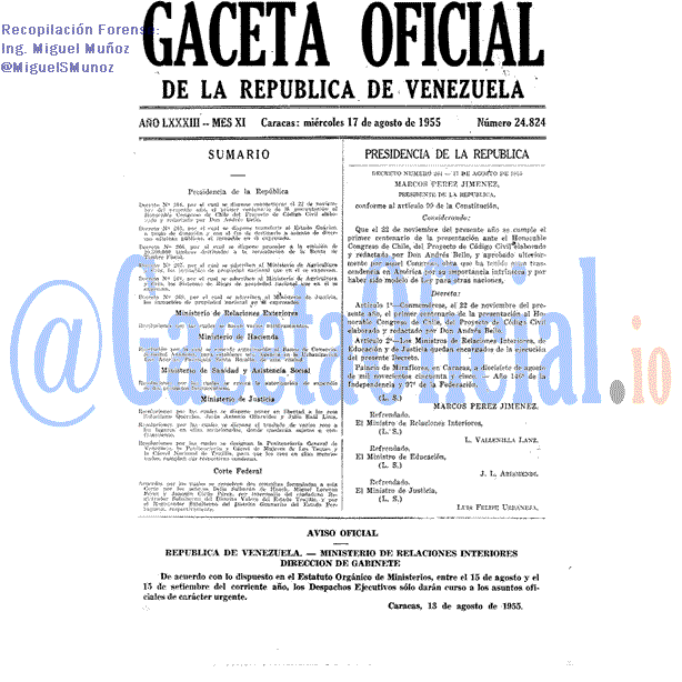 Gaceta Oficial 24824 del 17 Agosto 1955