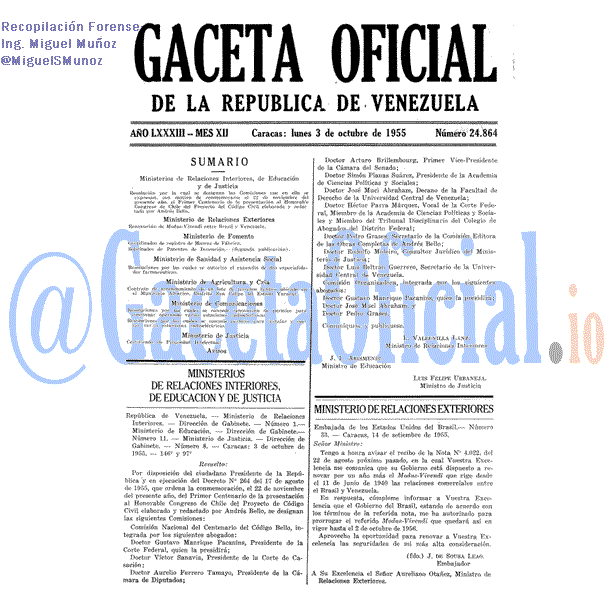 Gaceta Oficial 24864 del 3 Octubre 1955