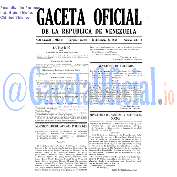 Gaceta Oficial 24914 del 1 Diciembre 1955