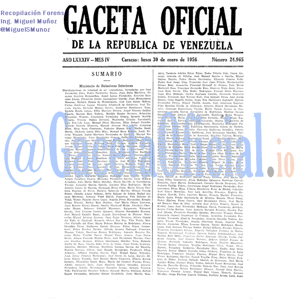 Gaceta Oficial 24965 del 30 Enero 1956