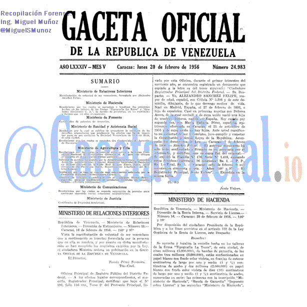 Gaceta Oficial 24983 del 20 Febrero 1956