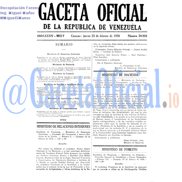 Gaceta Oficial 24986 del 23 Febrero 1956