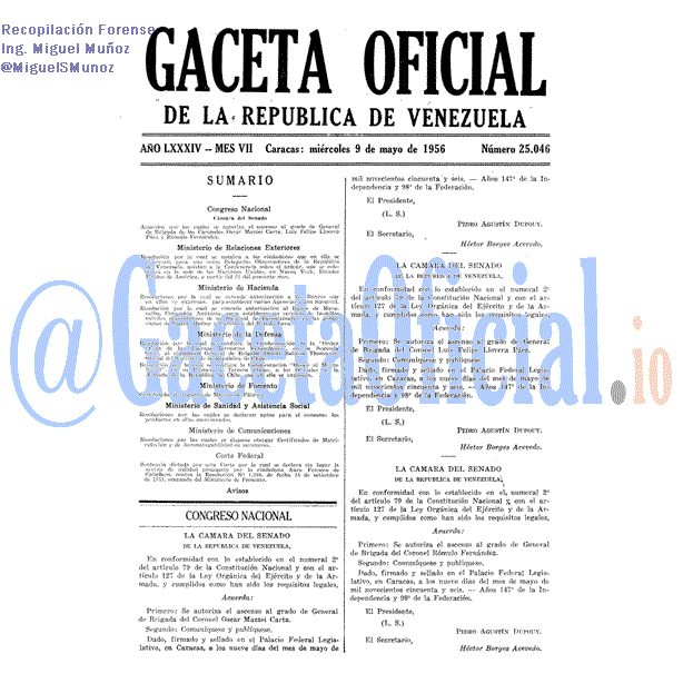 Gaceta Oficial 25046 del 9 Mayo 1956