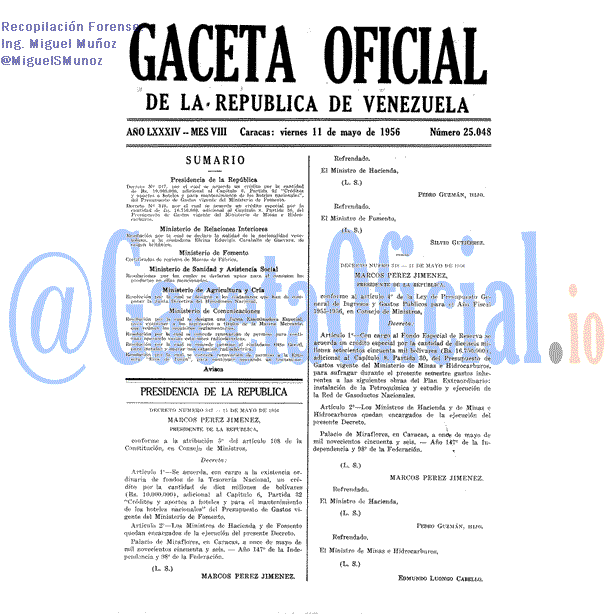 Gaceta Oficial 25048 del 11 Mayo 1956