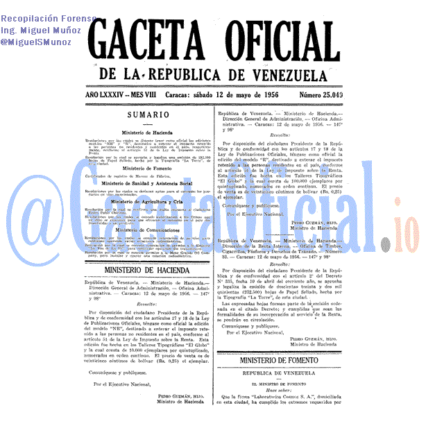 Gaceta Oficial 25049 del 12 Mayo 1956