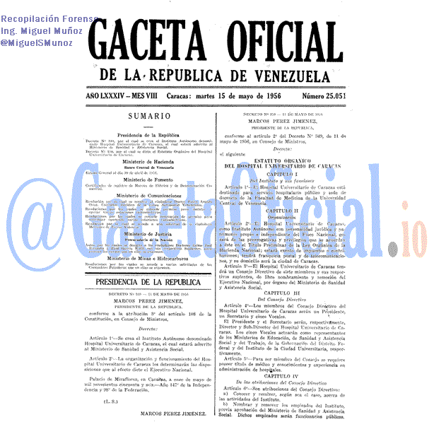 Gaceta Oficial 25051 del 15 Mayo 1956