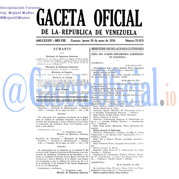 Gaceta Oficial 25059 del 24 Mayo 1956