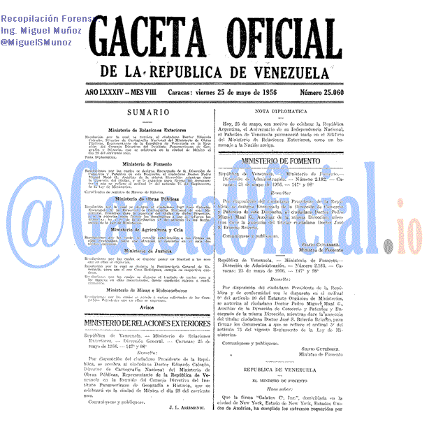 Gaceta Oficial 25060 del 25 Mayo 1956