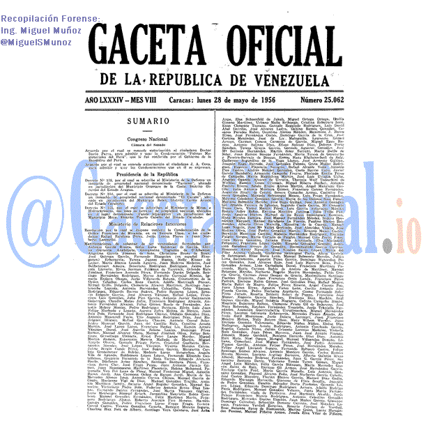 Gaceta Oficial 25062 del 28 Mayo 1956