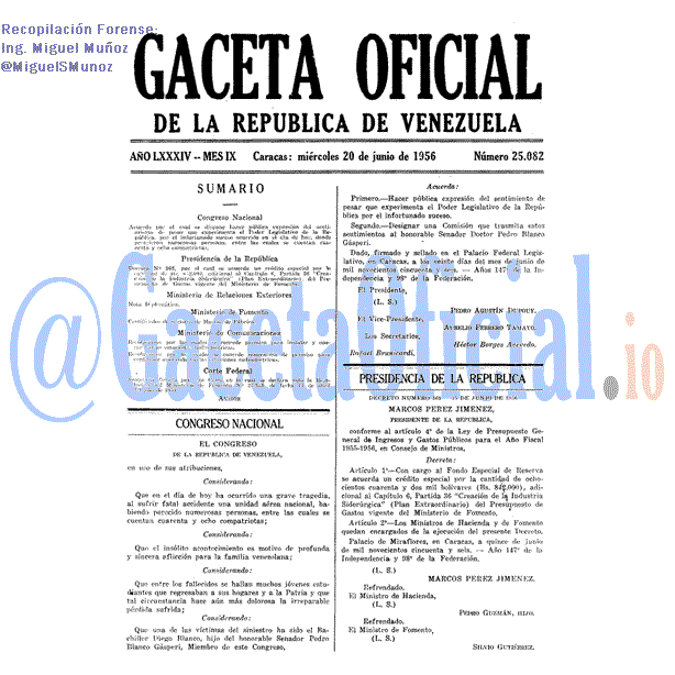 Gaceta Oficial 25082 del 20 Junio 1956