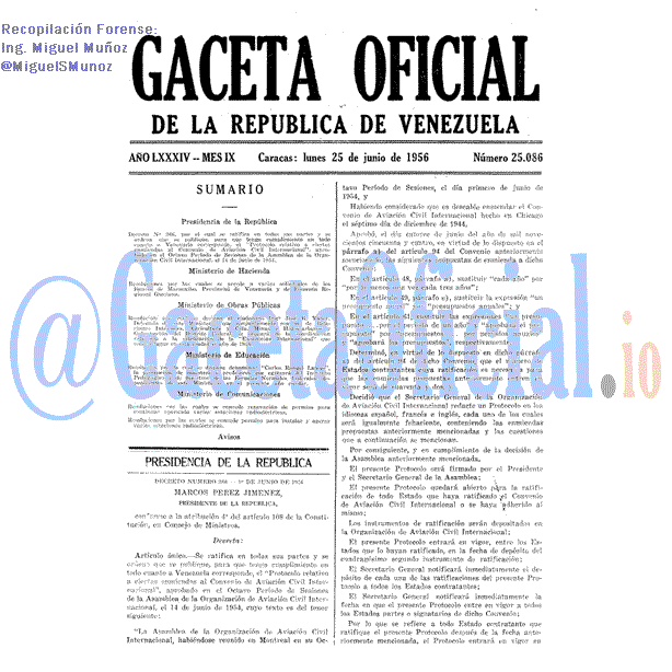 Gaceta Oficial 25086 del 25 Junio 1956