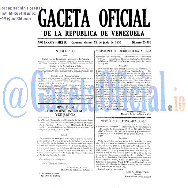 Gaceta Oficial 25090 del 29 Junio 1956