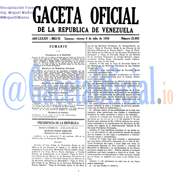 Gaceta Oficial 25095 del 6 Julio 1956