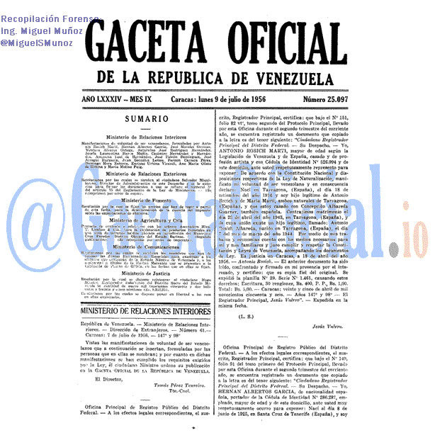 Gaceta Oficial 25097 del 9 Julio 1956