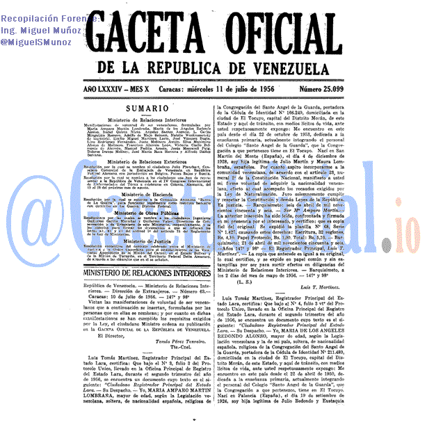 Gaceta Oficial 25099 del 11 Julio 1956
