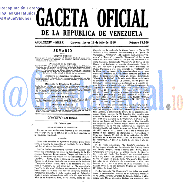 Gaceta Oficial 25106 del 19 Julio 1956