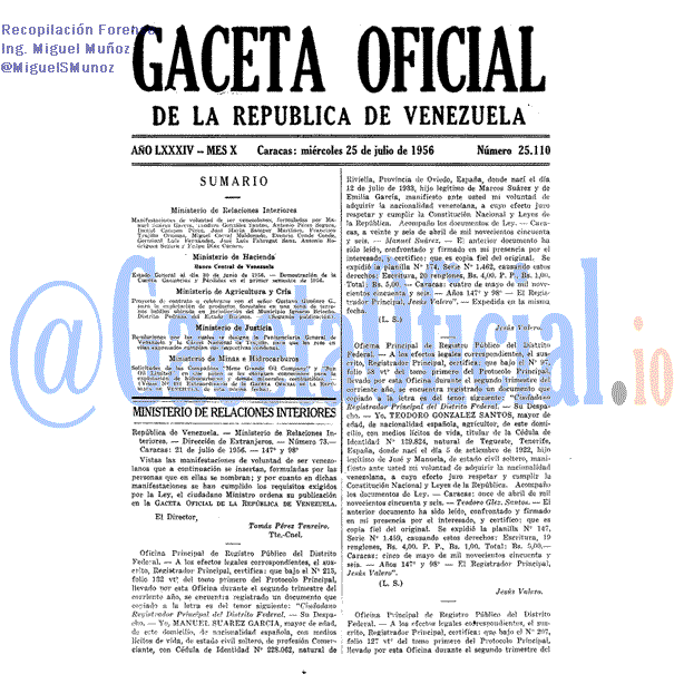Gaceta Oficial 25110 del 25 Julio 1956