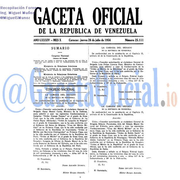 Gaceta Oficial 25111 del 26 Julio 1956