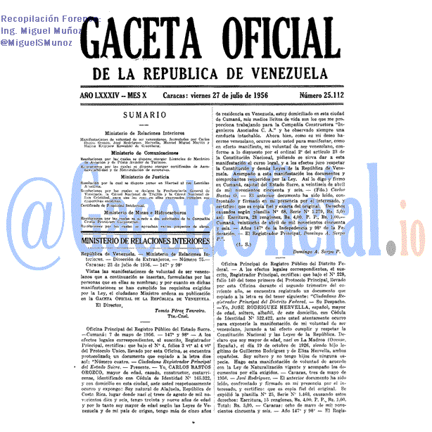 Gaceta Oficial 25112 del 27 Julio 1956