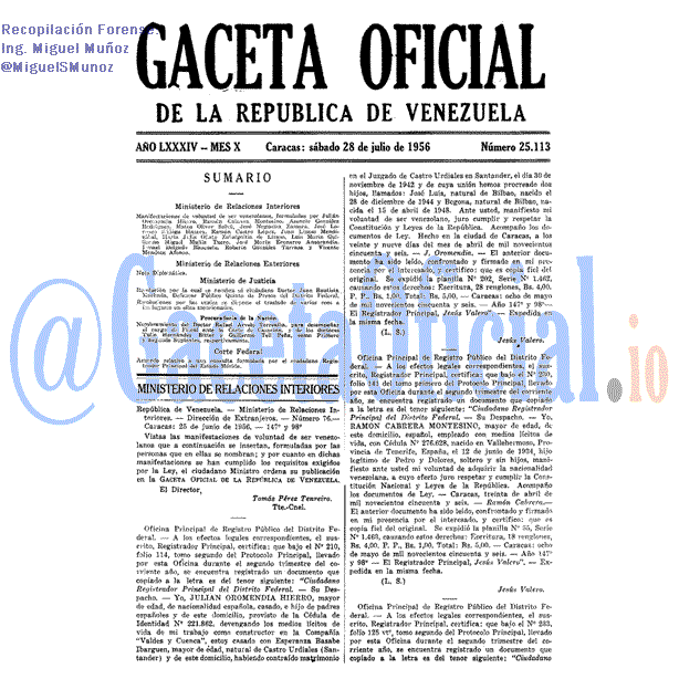 Gaceta Oficial 25113 del 28 Julio 1956