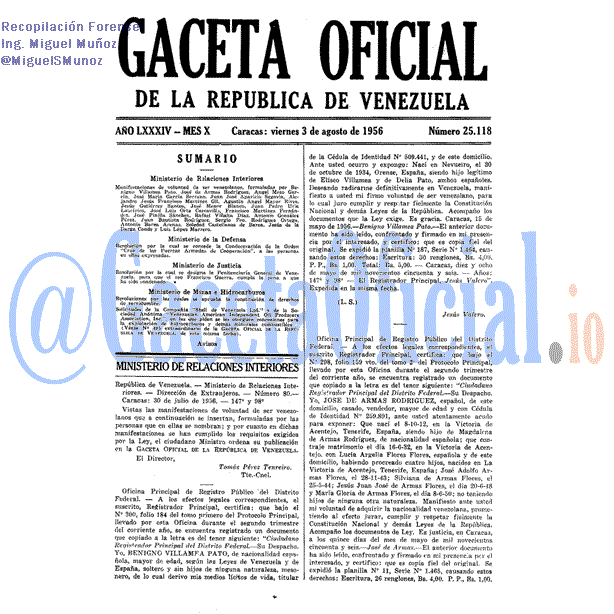 Gaceta Oficial 25118 del 3 Agosto 1956