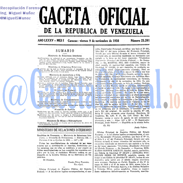 Gaceta Oficial 25201 del 9 Noviembre 1956
